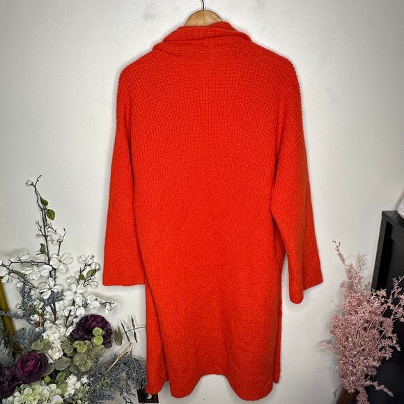 DEMYLEE x J.CREW Long Open Front Cardigan Sweater Wool Orange Sz M $248 {205} - Picture 4 of 6